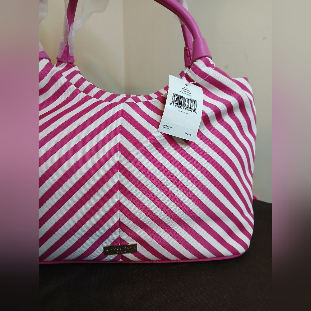 Kate Spade Pink and White Striped Tote